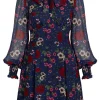 Hell Bunny Camellia Flowers 60's Mini Dress Navy