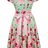 Hell Bunny Camille Roses 50's Swing Dress Mint