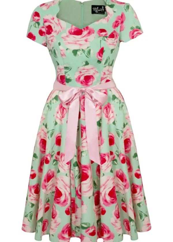 Hell Bunny Camille Roses 50's Swing Dress Mint
