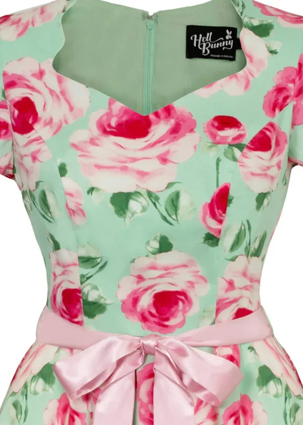 Hell Bunny Camille Roses 50's Swing Dress Mint
