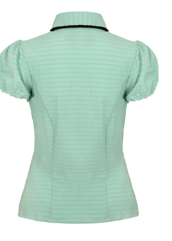 Hell Bunny Casey Bow 40's Blouse Mint Green