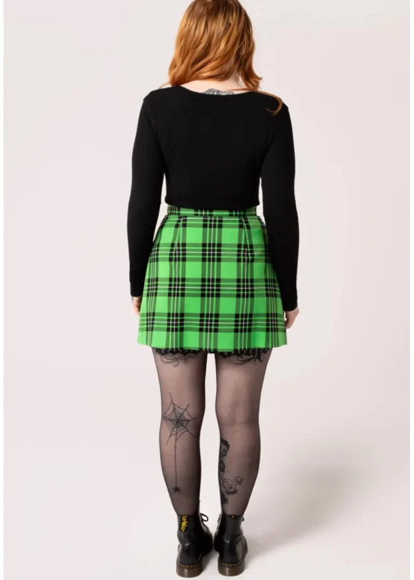 Hell Bunny Corey Tartan Heart 80's Skirt Green