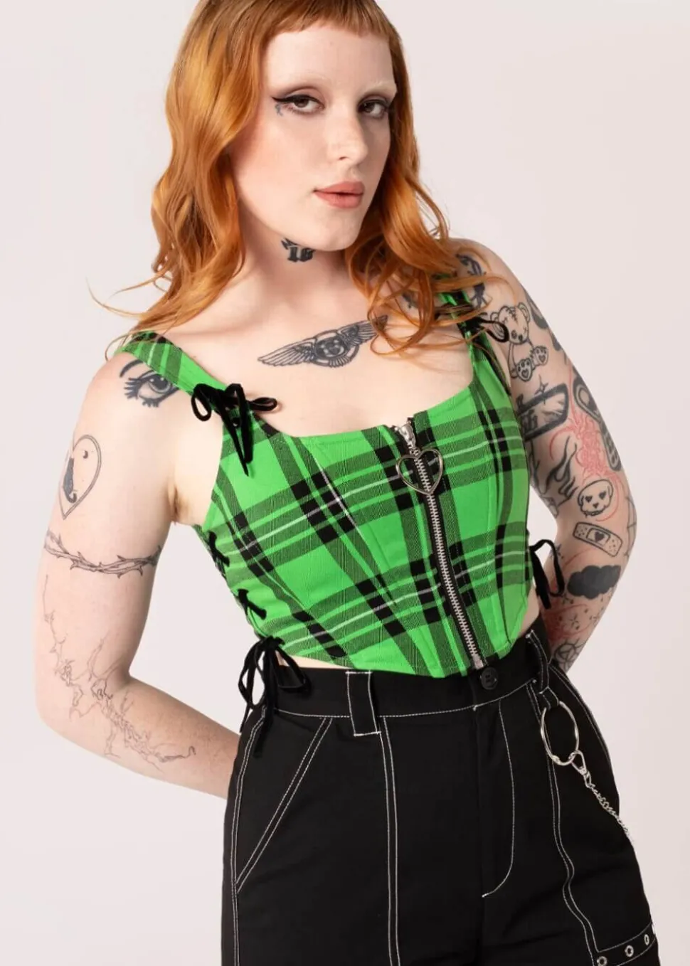 hell_bunny_corey_tartan_h_5-2.webp Hell Bunny Corey Tartan Heart 80's Corset Top Green