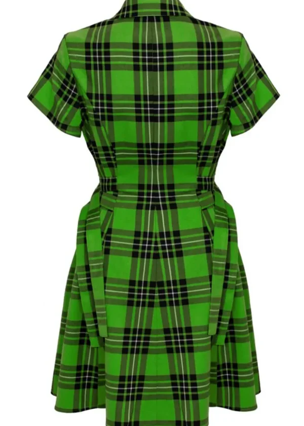 Hell Bunny Corey Tartan Heart 80's Dress Green