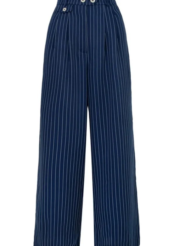 Hell Bunny Costello Pinstripe 40's Trousers Navy