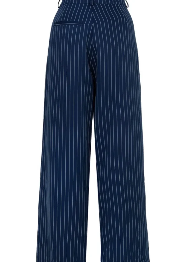 Hell Bunny Costello Pinstripe 40's Trousers Navy