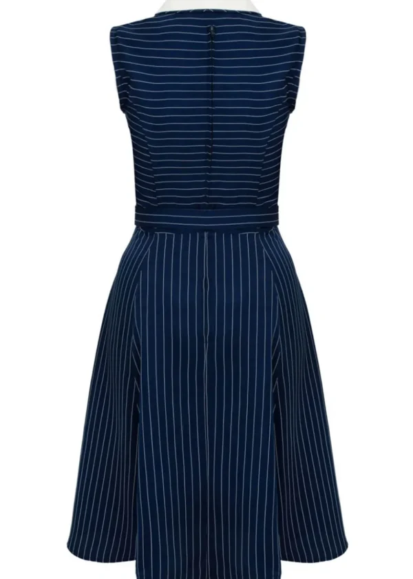 Hell Bunny Costello Pinstripe 40's Swing Dress Navy