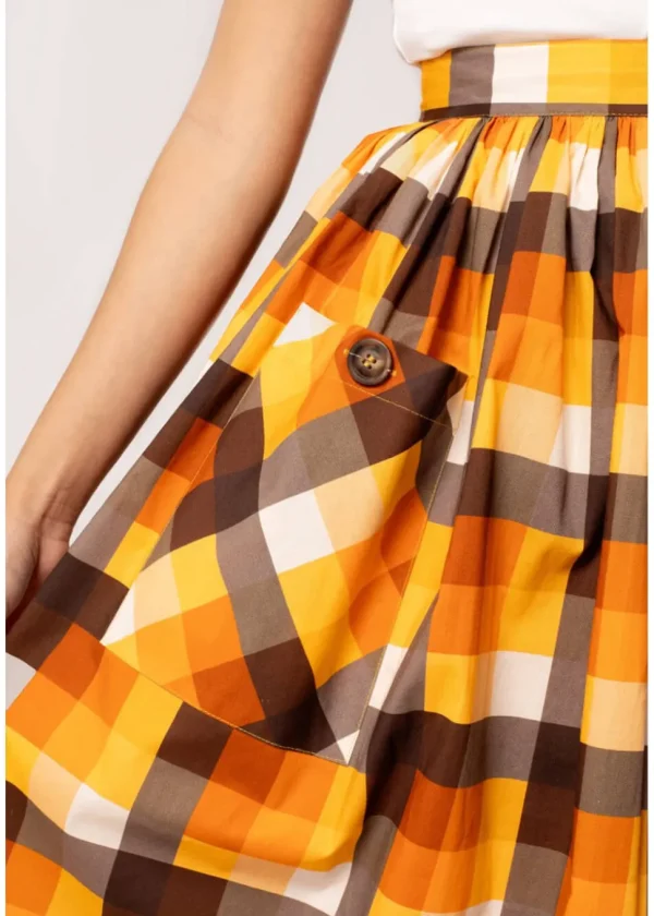 Hell Bunny Darlene Check 50's Swing Skirt Multi