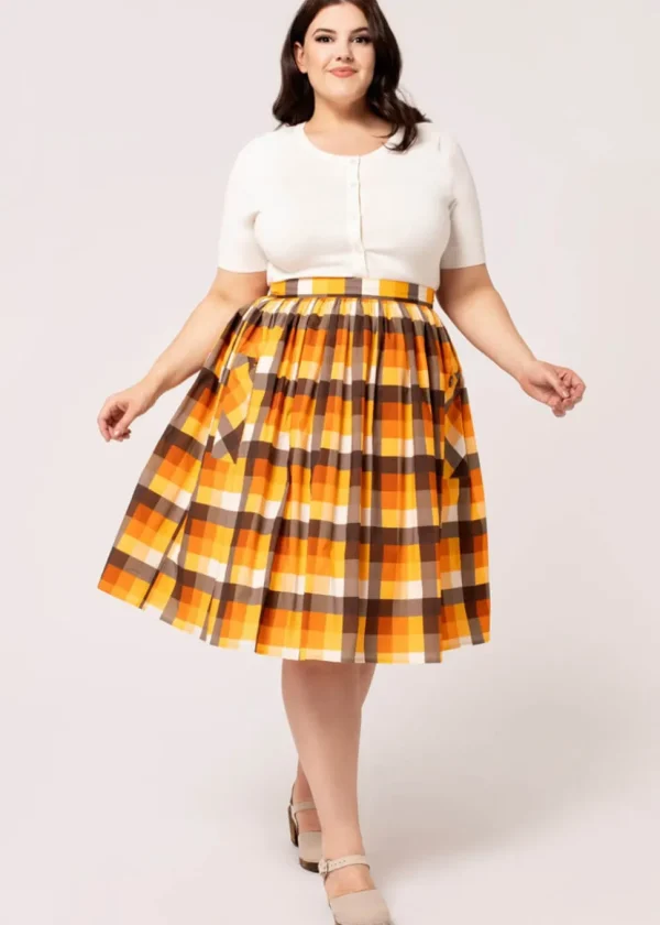 Hell Bunny Darlene Check 50's Swing Skirt Multi