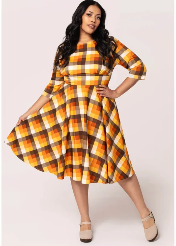 Hell Bunny Darlene Check 50's Swing Dress Multi