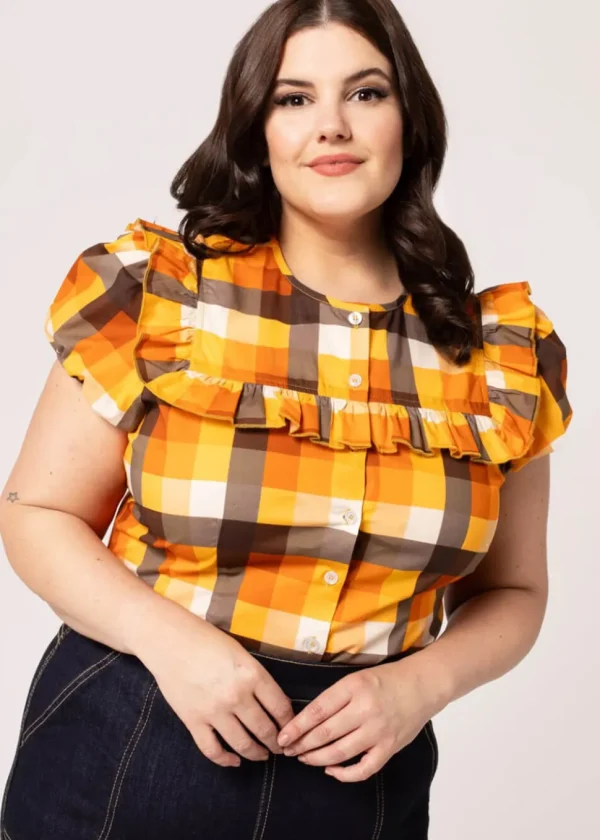 Hell Bunny Darlene 40's Check Blouse Multi