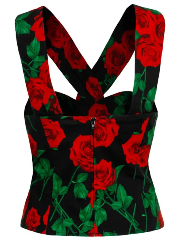 Hell Bunny Dolce Vita Roses 50's Top Black