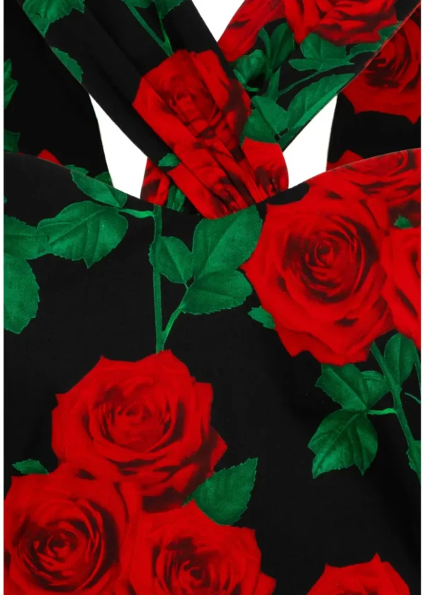Hell Bunny Dolce Vita Roses 50's Top Black