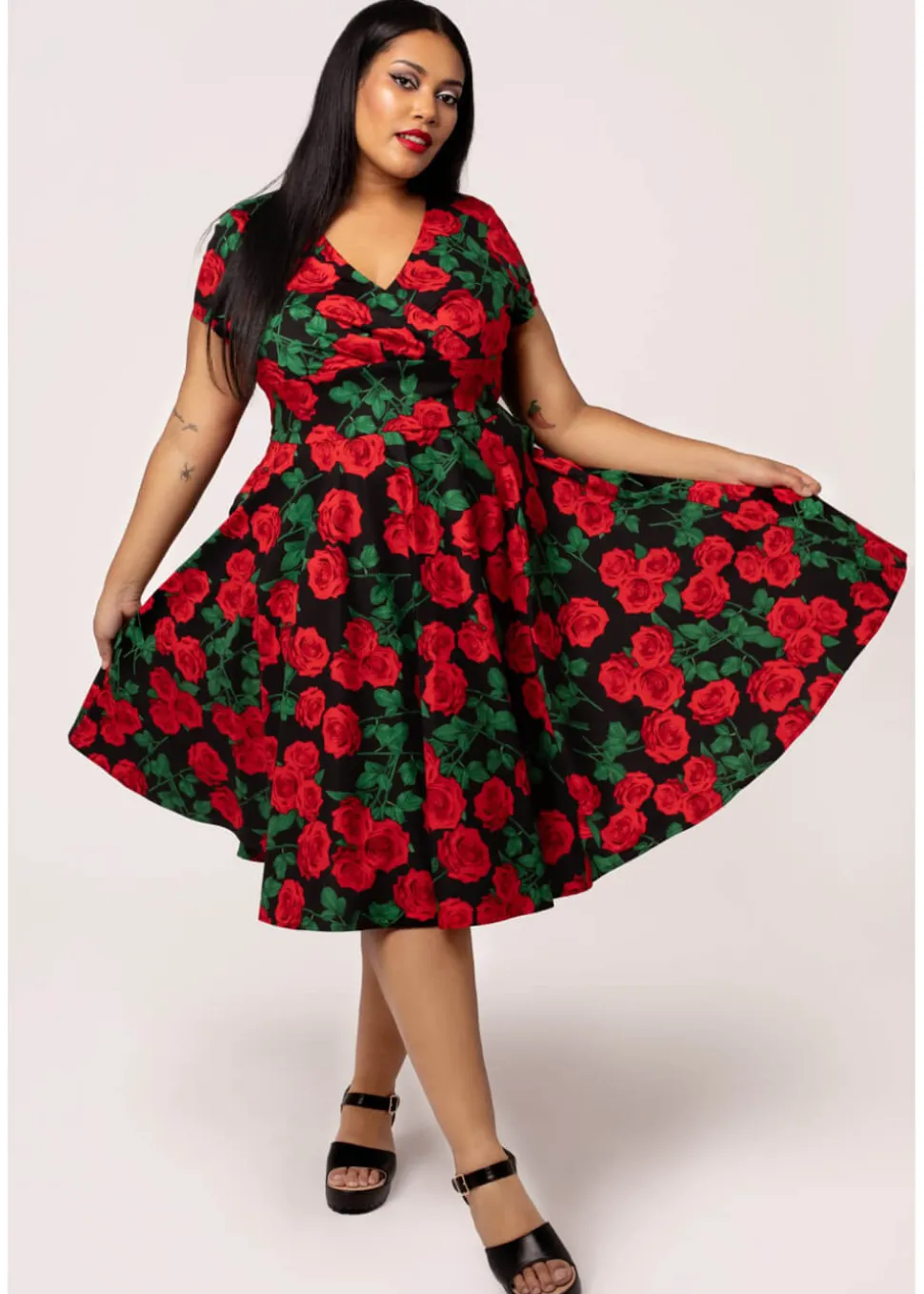 hell_bunny_dolce_vita_ros_8.webp Hell Bunny Dolce Vita Roses 50's Swing Dress Black