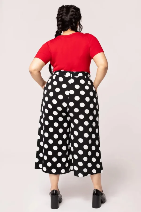 Hell Bunny Dolores Polkadot 40's Palazzo Trousers Black