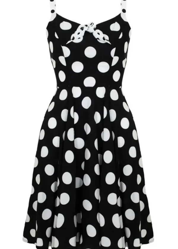 Hell Bunny Dolores Polkadot 40's Swing Dress Black