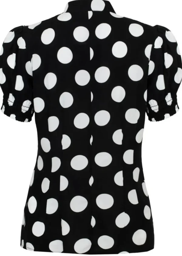 Hell Bunny Dolores Polkadot 40's Blouse Black