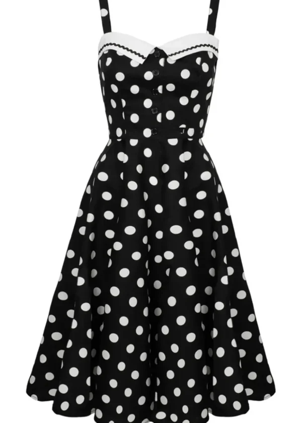 Hell Bunny Domino Polkadot 50's Swing Dress Black
