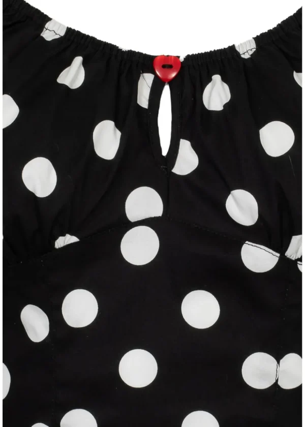 Hell Bunny Domino Polkadot 50's Top Black