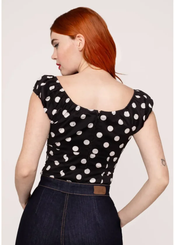 Hell Bunny Domino Polkadot 50's Top Black