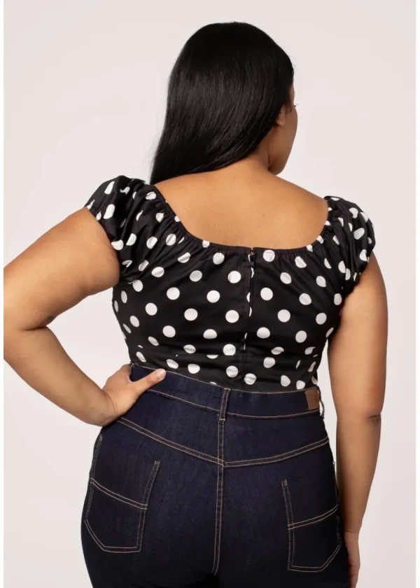 Hell Bunny Domino Polkadot 50's Top Black