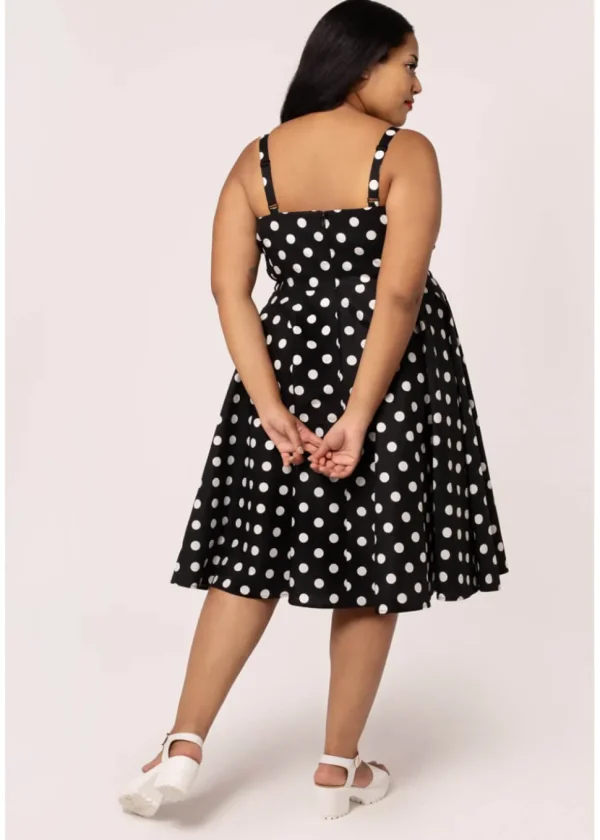 Hell Bunny Domino Polkadot 50's Swing Dress Black