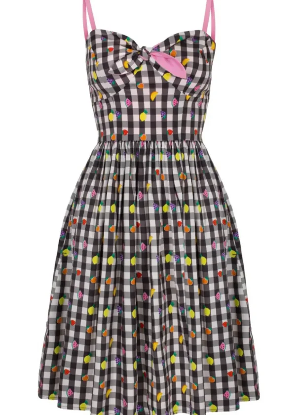 Hell Bunny Fruitylou 50's Swing Dress Black White