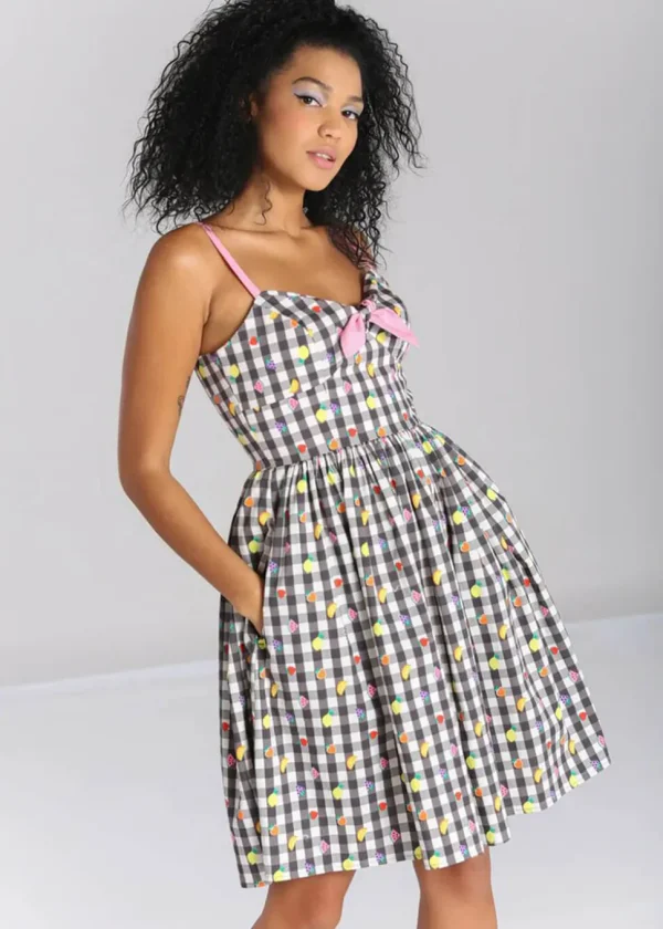 Hell Bunny Fruitylou 50's Swing Dress Black White