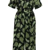 Hell Bunny Gaia Leafes 40's Jumpsuit Black