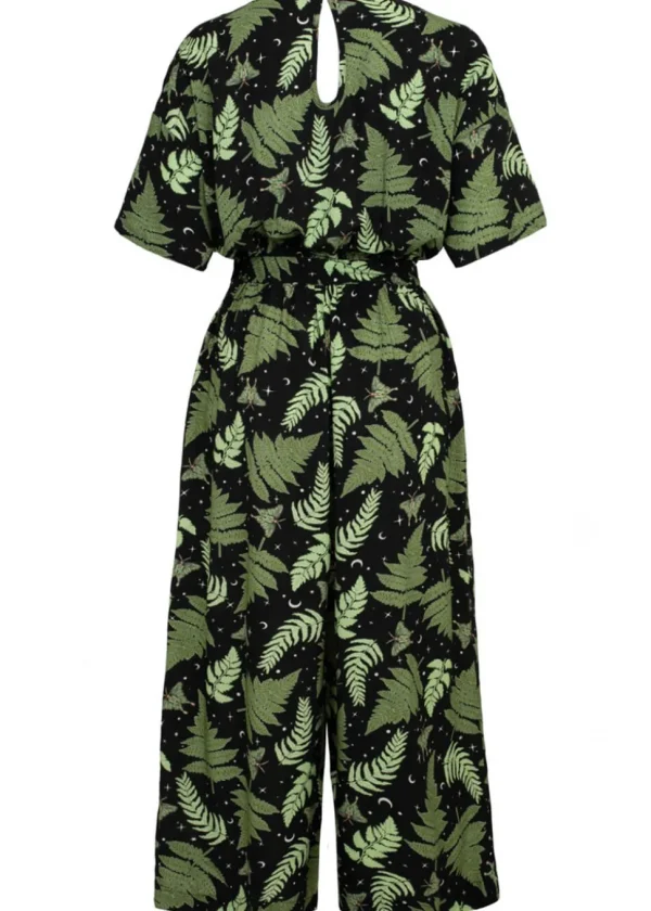 Hell Bunny Gaia Leafes 40's Jumpsuit Black