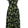 Hell Bunny Gaia Leaves 40's Dress Black