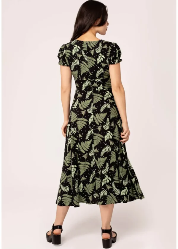 Hell Bunny Gaia Leaves 40's Dress Black