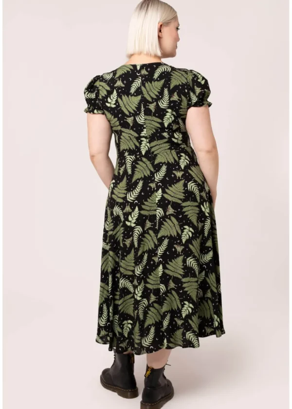 Hell Bunny Gaia Leaves 40's Dress Black