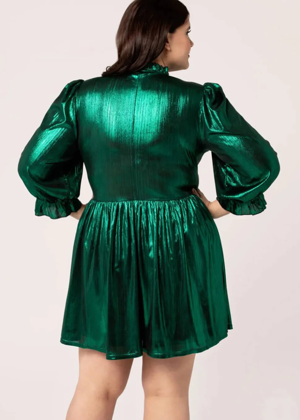 hell_bunny_gigi_metallic__2.webp Hell Bunny Gigi Metallic 70's Mini Dress Green