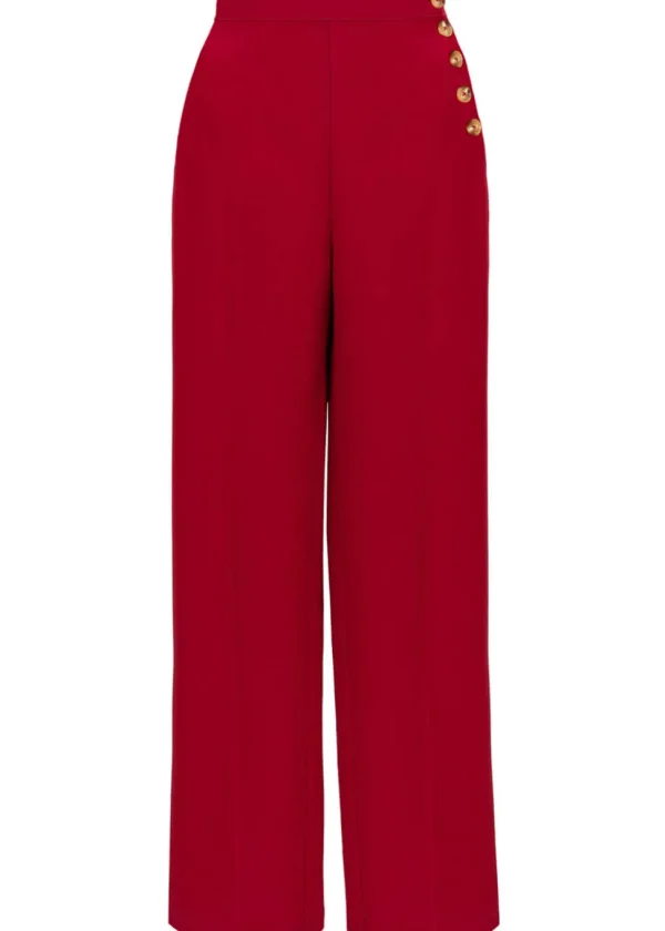 Hell Bunny Ginger 40's Swing Trousers Dark Red