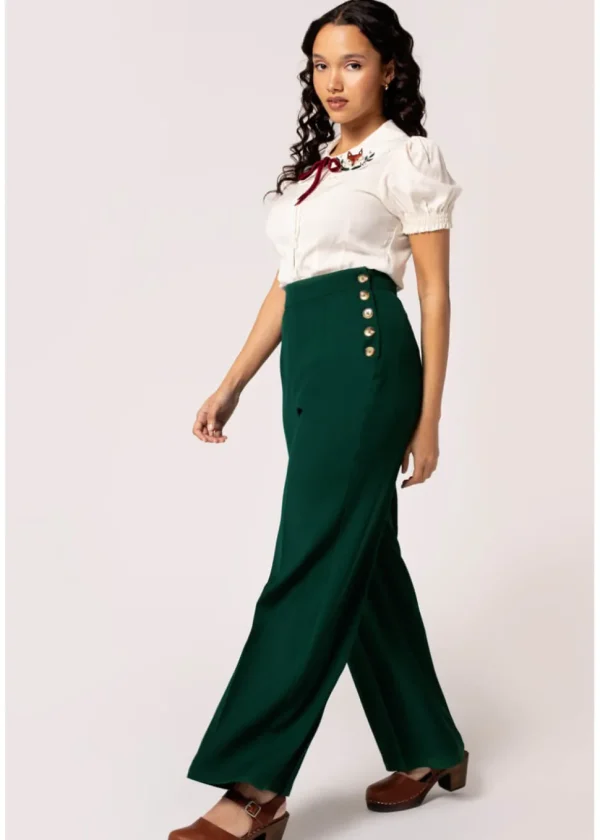 Hell Bunny Ginger 40's Swing Trousers Dark Green