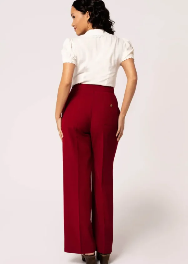 Hell Bunny Ginger 40's Swing Trousers Dark Red