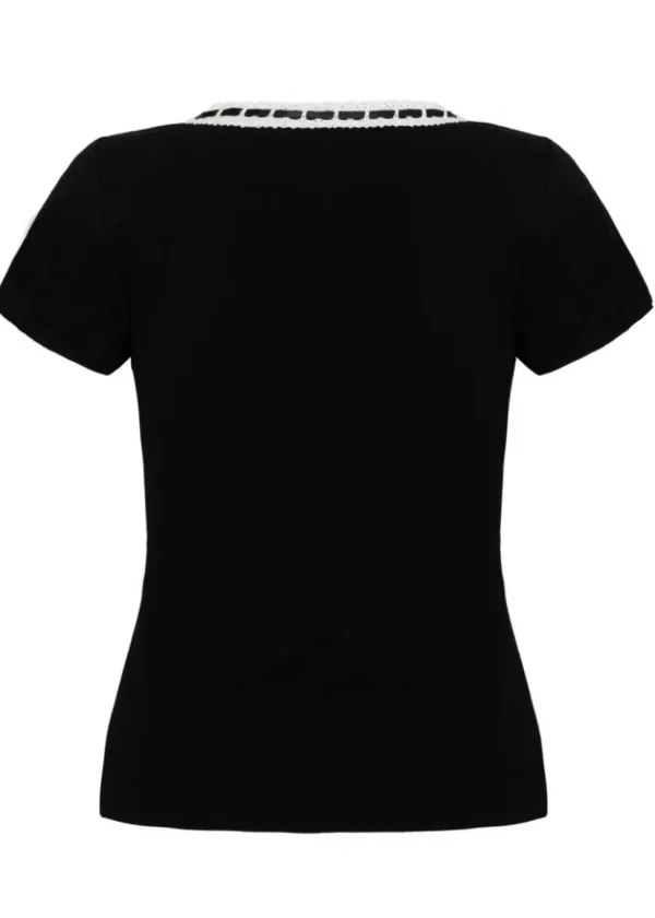 Hell Bunny Gracie Bow 50's Top Black