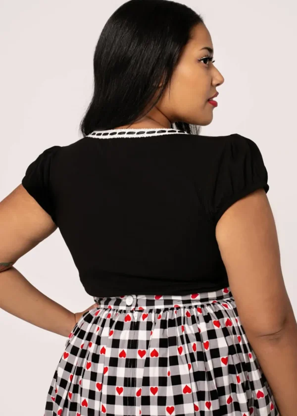 Hell Bunny Gracie Bow 50's Top Black