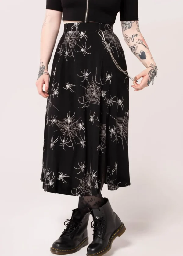 Hell Bunny Grungy Spider 80's Skirt Black