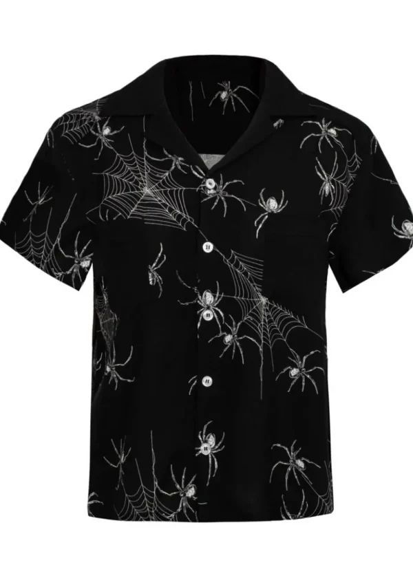 Hell Bunny Grungy Spider 40's Shirt Black