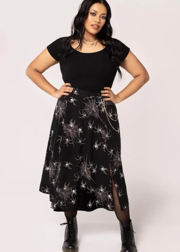 Hell Bunny Grungy Spider 80's Skirt Black