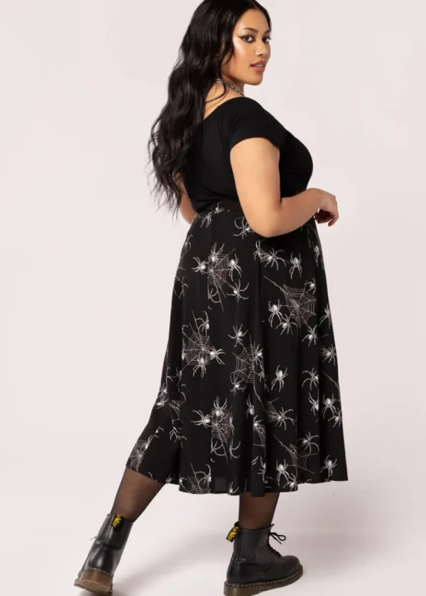 Hell Bunny Grungy Spider 80's Skirt Black