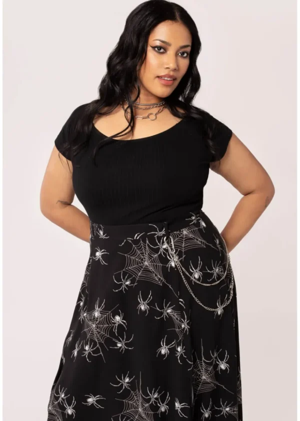 Hell Bunny Grungy Spider 80's Skirt Black