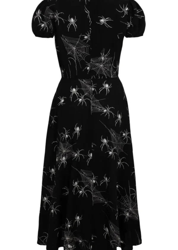 Hell Bunny Grungy Spider 50's Midi Dress Black