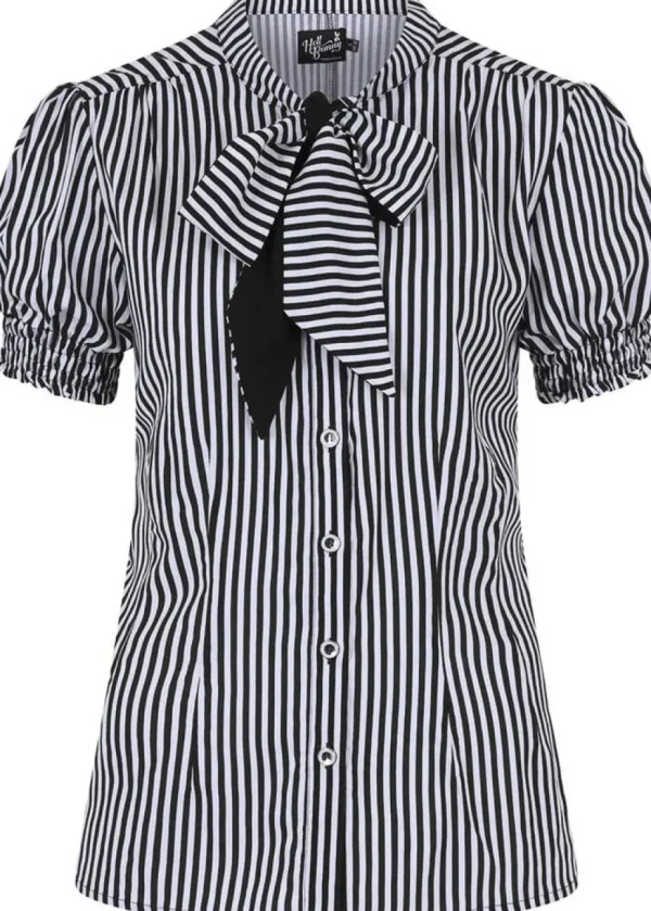 Hell Bunny Humbug 40's Blouse Black White