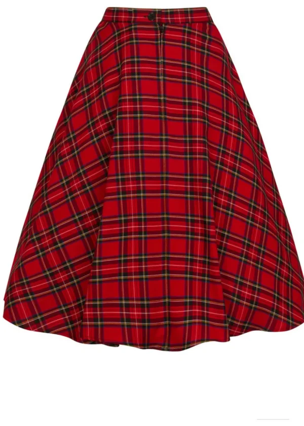 Hell Bunny Irvine Tartan 50's Swing Skirt Red