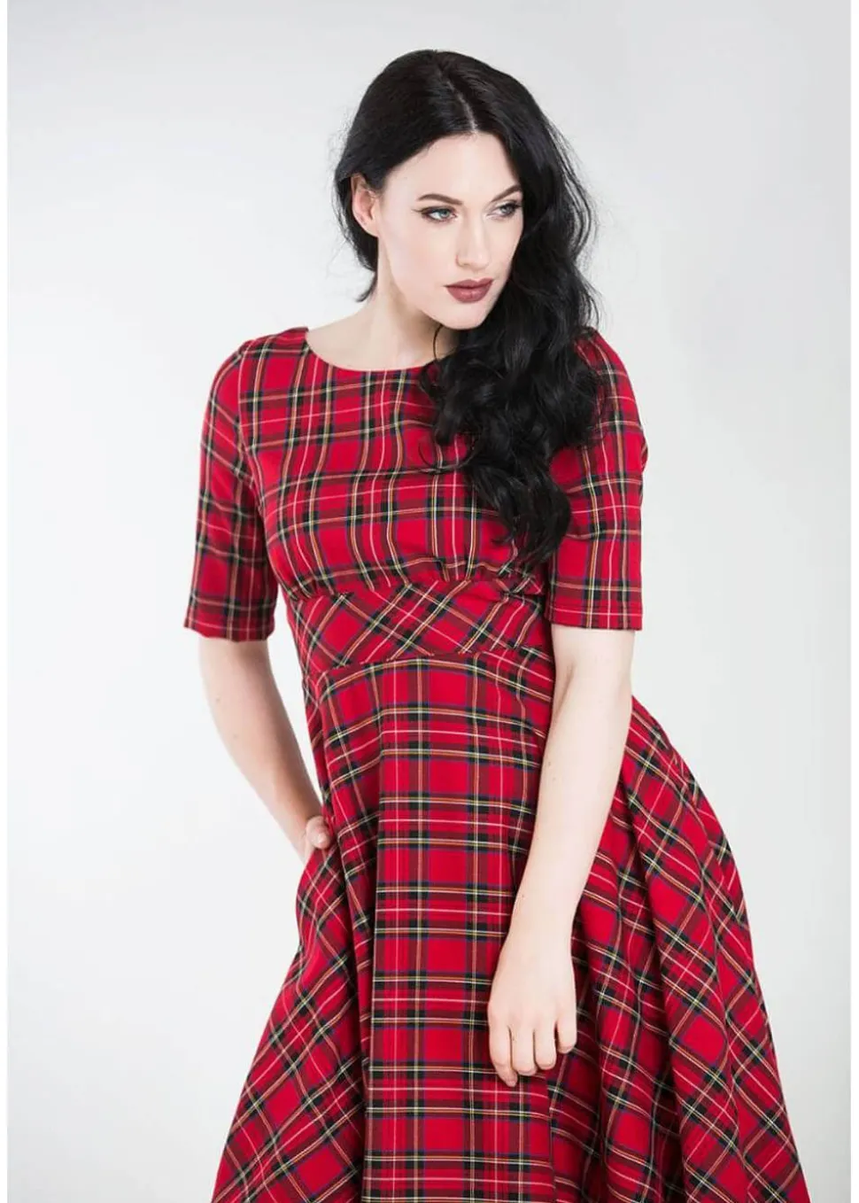 hell_bunny_irvine_tartan__2-1.webp Hell Bunny Irvine Tartan 50's Swing Dress Red