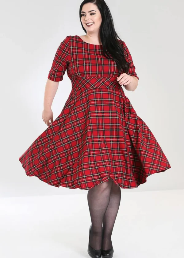 Hell Bunny Irvine Tartan 50's Swing Dress Red