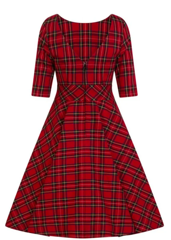 Hell Bunny Irvine Tartan 50's Swing Dress Red